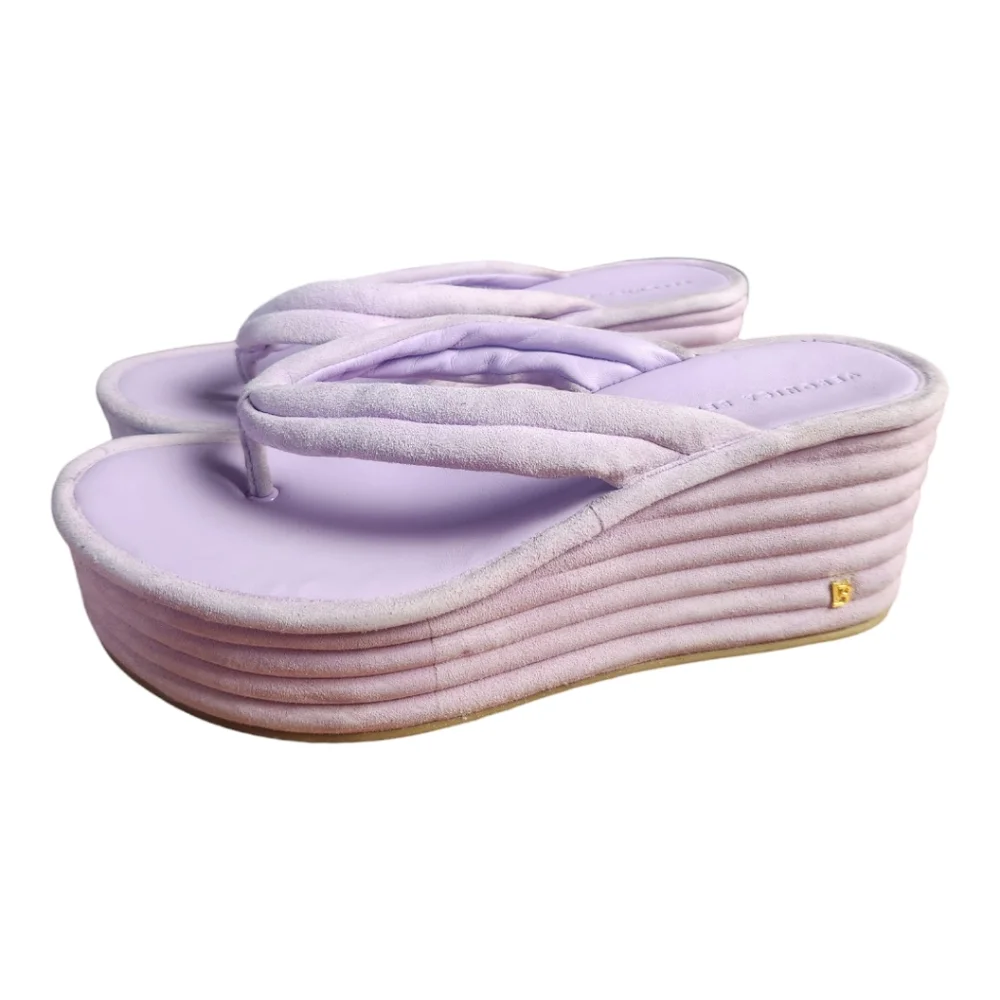 Veronica Beard Geno Lavender Suede Platform Sandals 90's Inspired Wedge Sz 10.5 - Picture 2 of 9